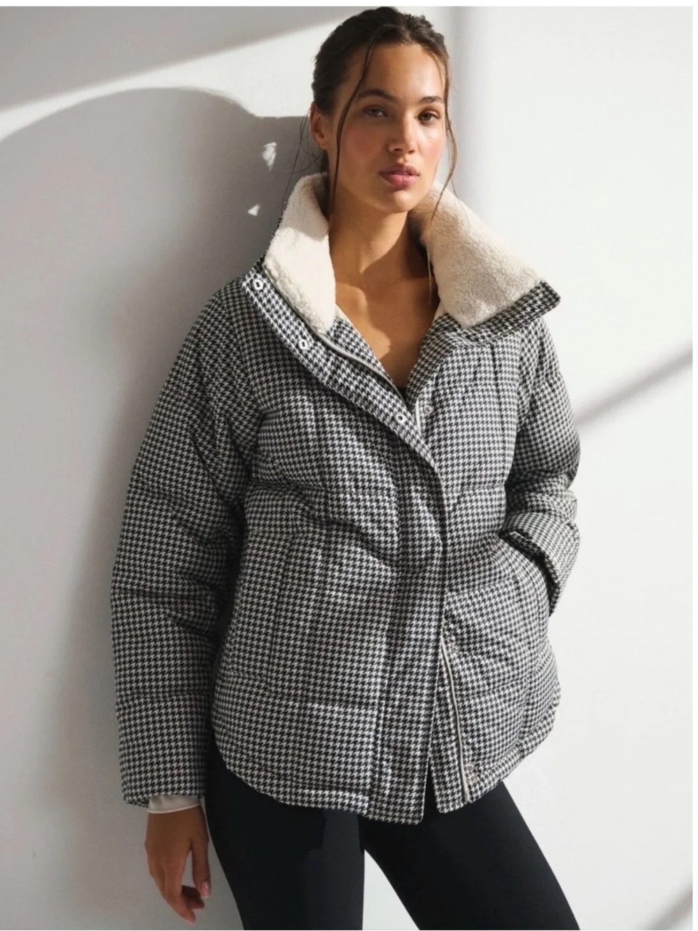 Abercrombie & Fitch YPB On The Go Houndstooth Puffer Sz Small